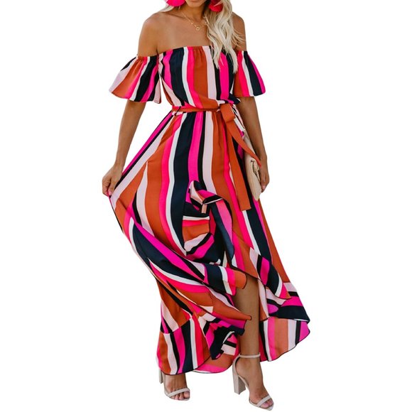 Women's off the shoulder maxi dress - Picture 6 of 7